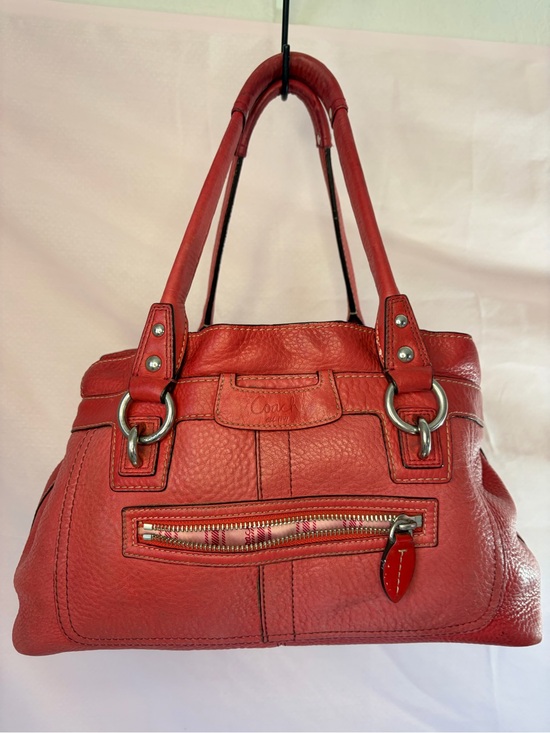 Coach Handbags - Coach Red Leather Shoulder Bag with Silver Hardware